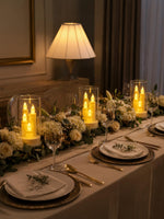 Flameless LED Candle Lamp with Glass Cover – Warm White Flickering Glow