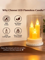 Flameless LED Candle Lamp with Glass Cover – Warm White Flickering Glow