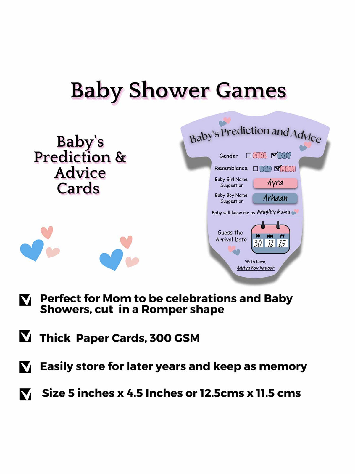 Baby Shower Cards (Romper Shape, Purple) - The Decor Cycle