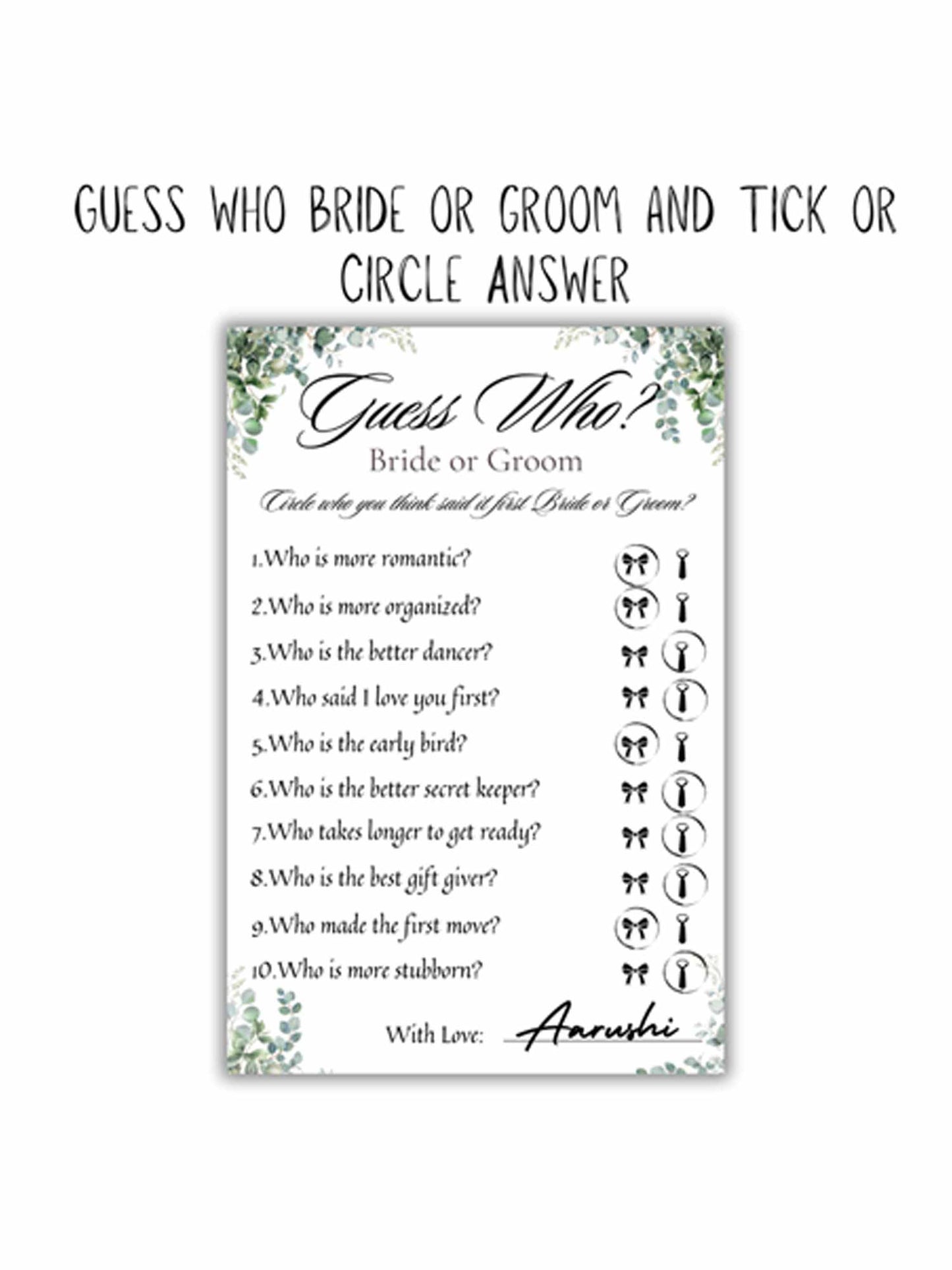 Guess Who Mr. or Mrs Cards - The Decor Cycle