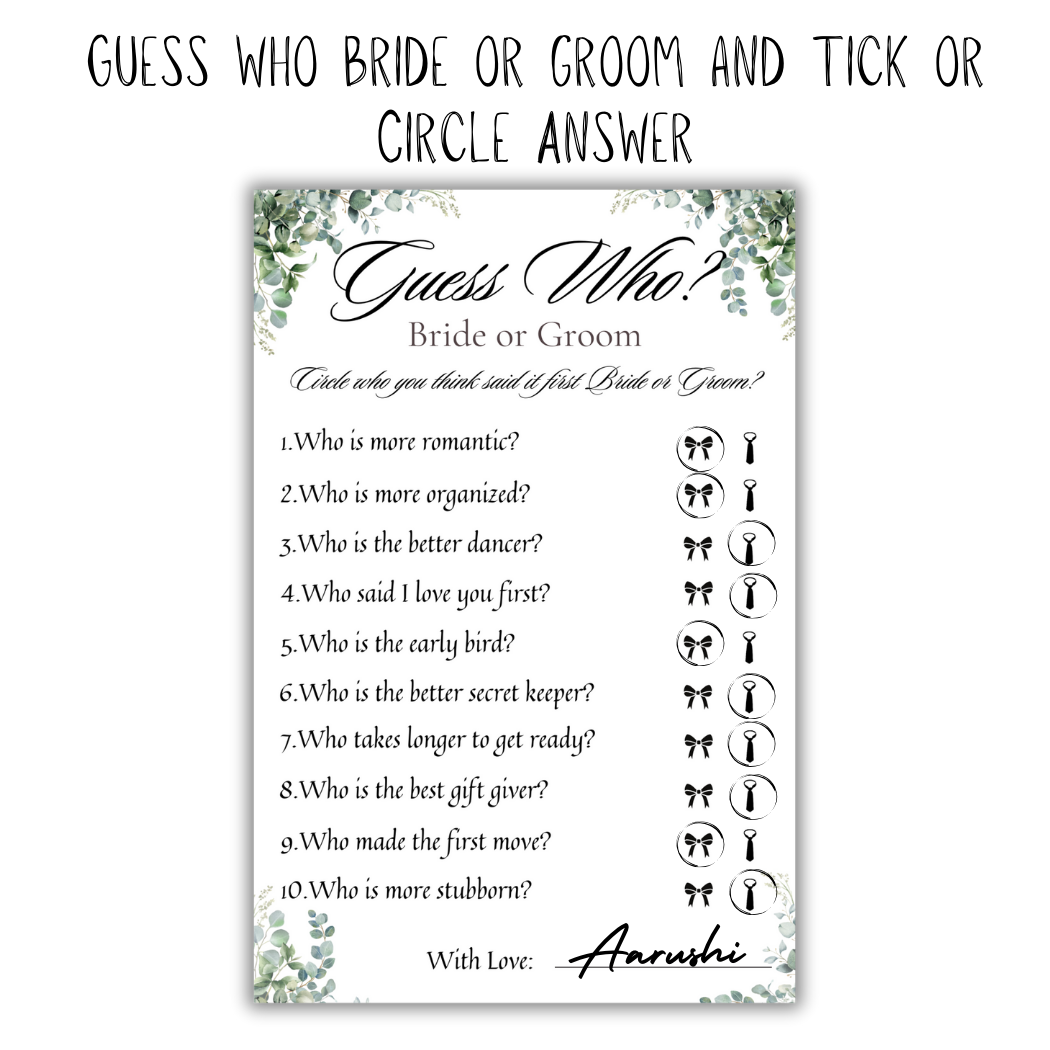 Guess Who Mr. or Mrs Cards - The Decor Cycle