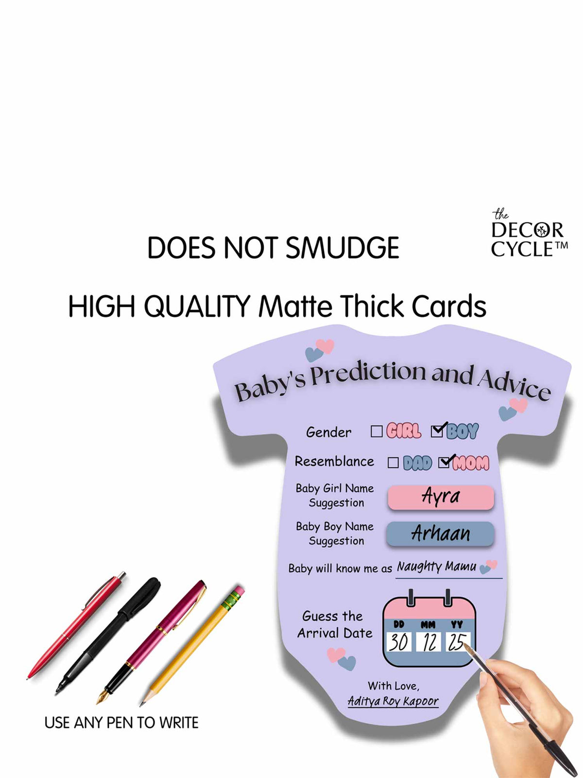 Baby Shower Cards (Romper Shape, Purple) - The Decor Cycle