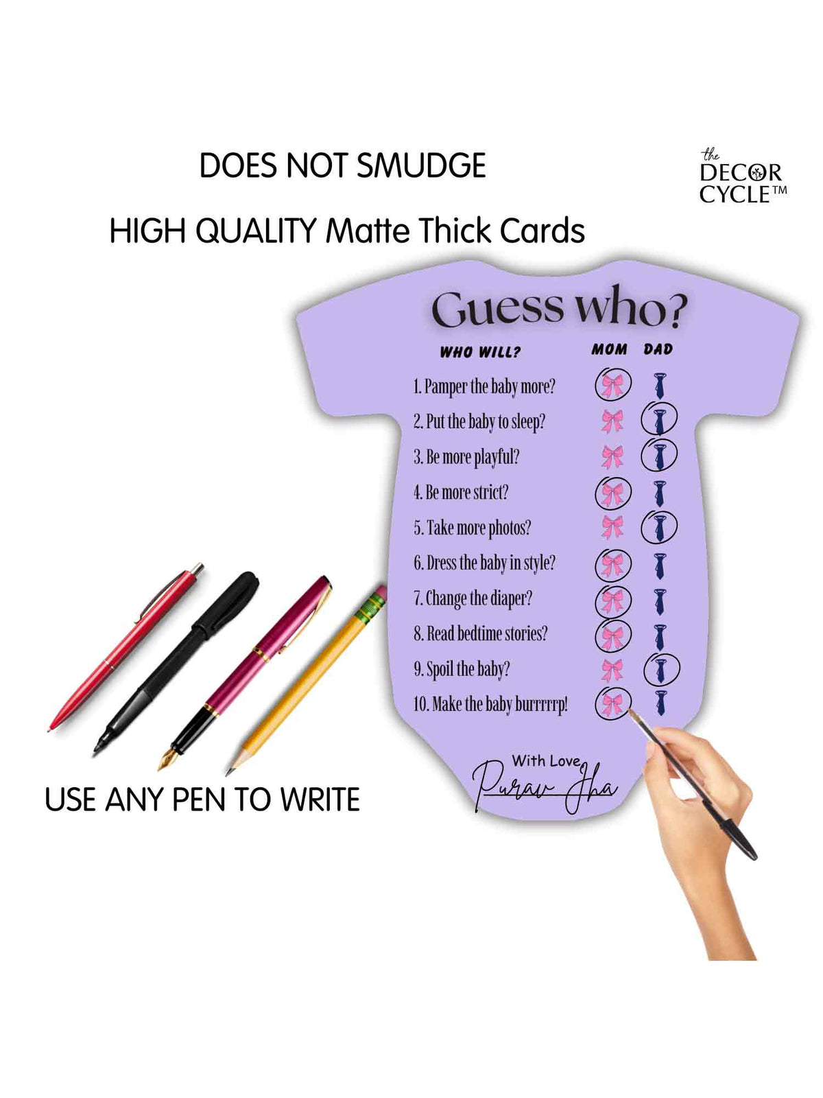 Guess Who Cards (Romper Shape)