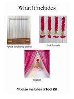 Pink Tassels and Bell Pooja Decor Set - The Decor Cycle