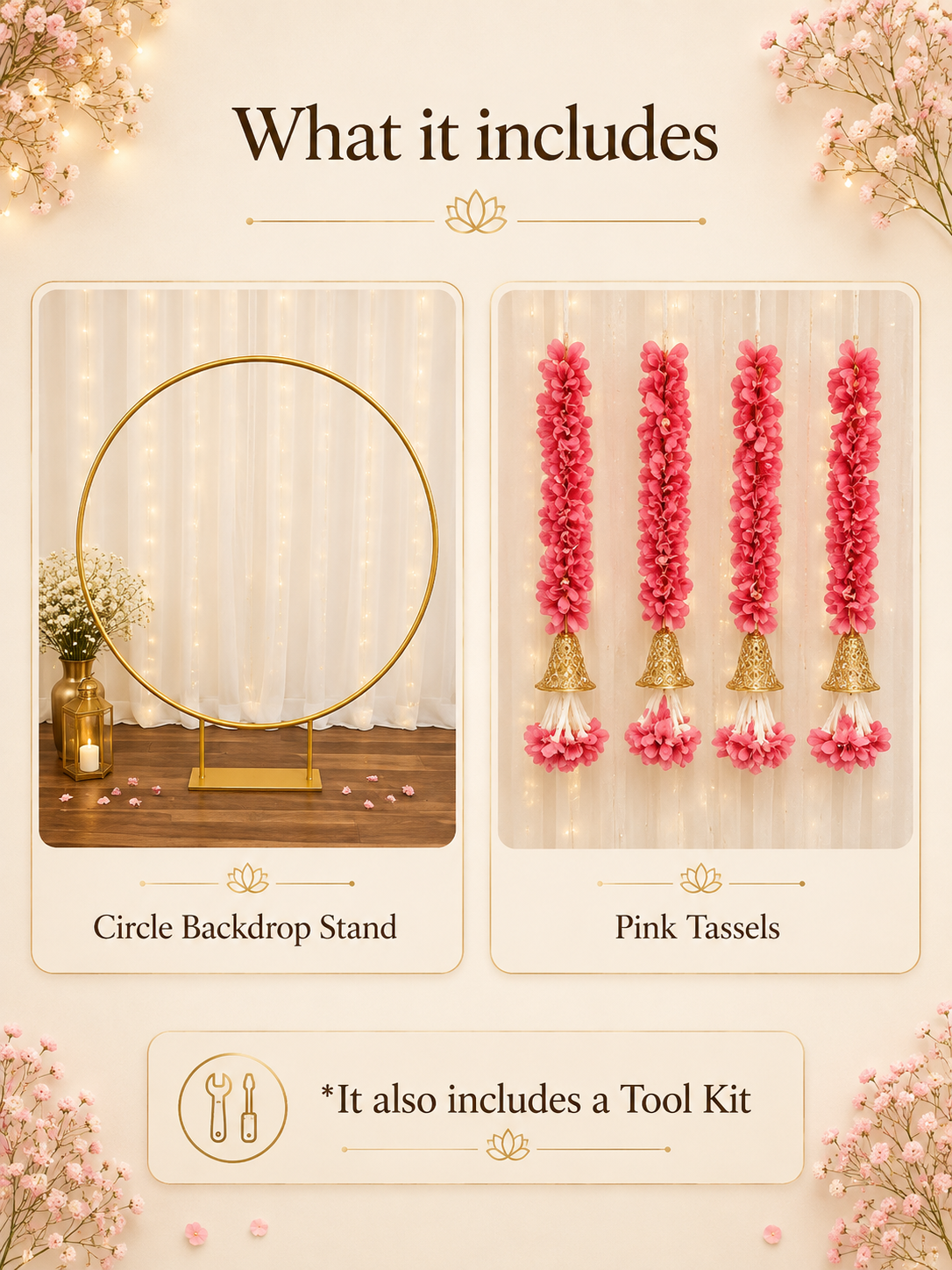 Pink Tassels Circle Decor Set