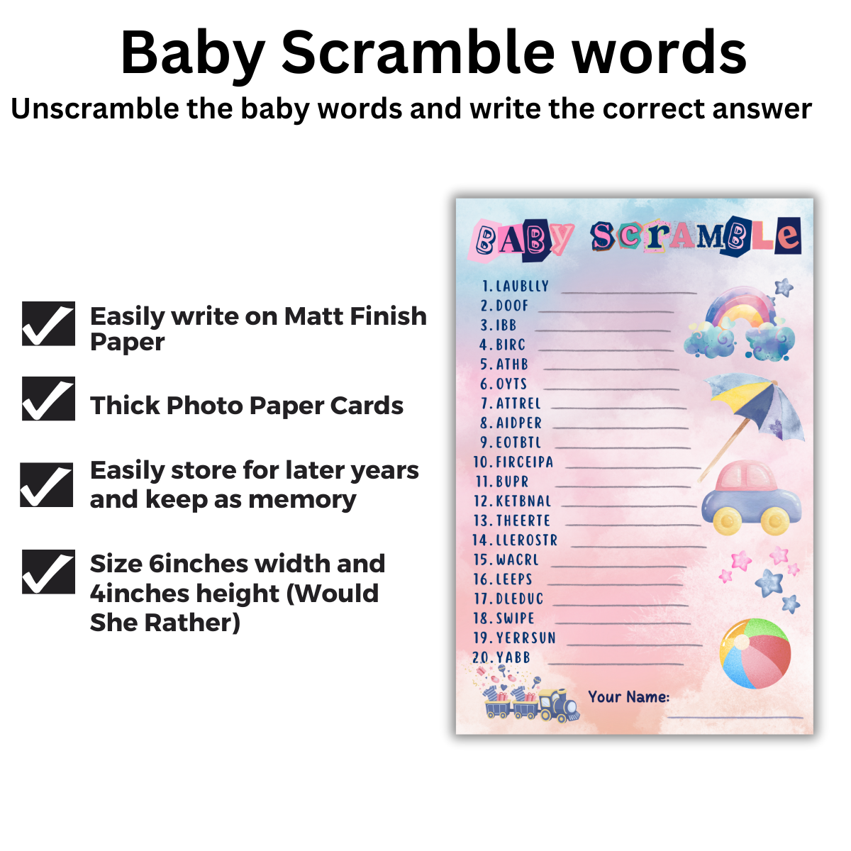 Baby Words Scramble