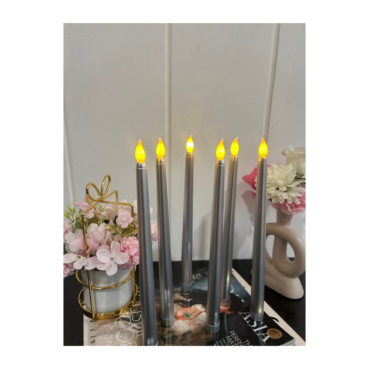 Silver Tapered Candles