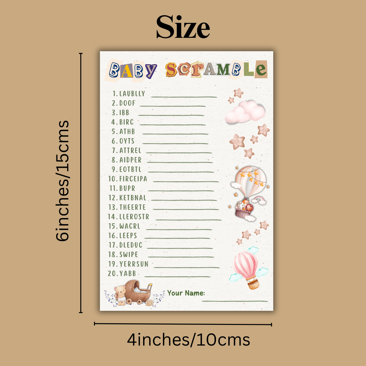 Baby Words Scramble - Boho Theme