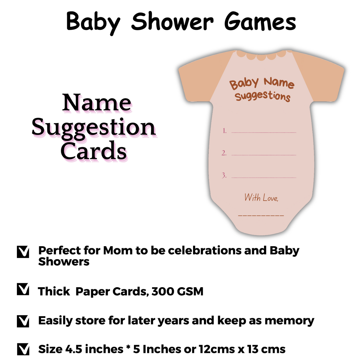 Baby Shower Cards (Romper Shape, Brown) - The Decor Cycle