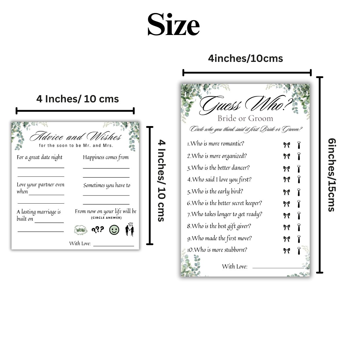Guess the Mr. and Mrs. Traits and Advice and Wishes Cards Combo - The Decor Cycle