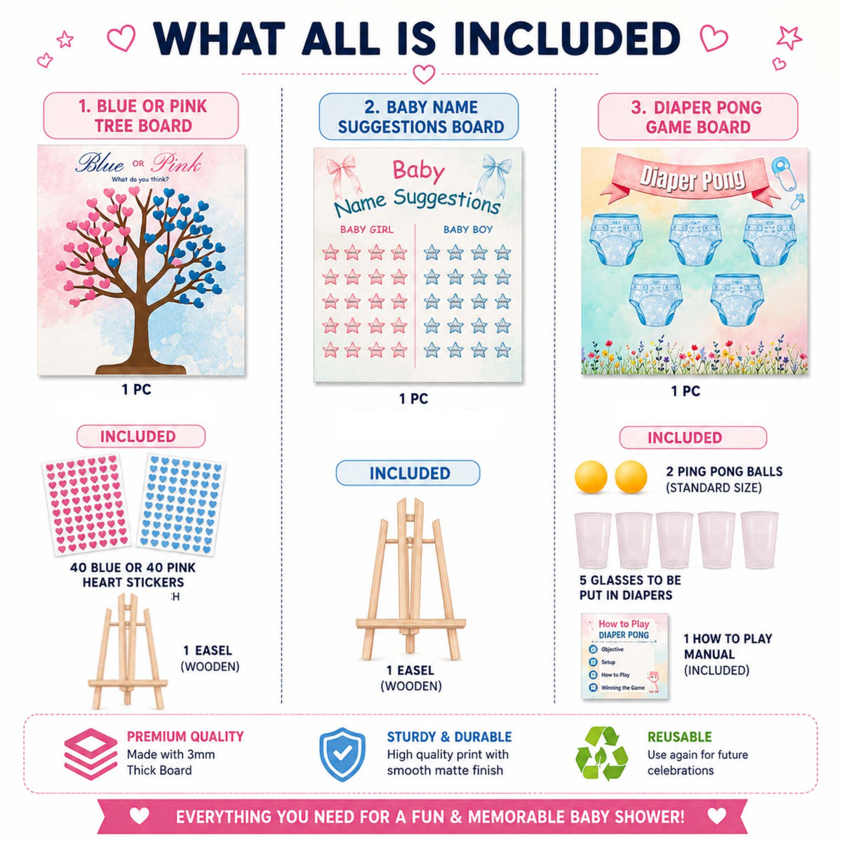 3 in 1 Combo Offer: Diaper Pong, Baby Name Suggestions and Pink or Blue Tree