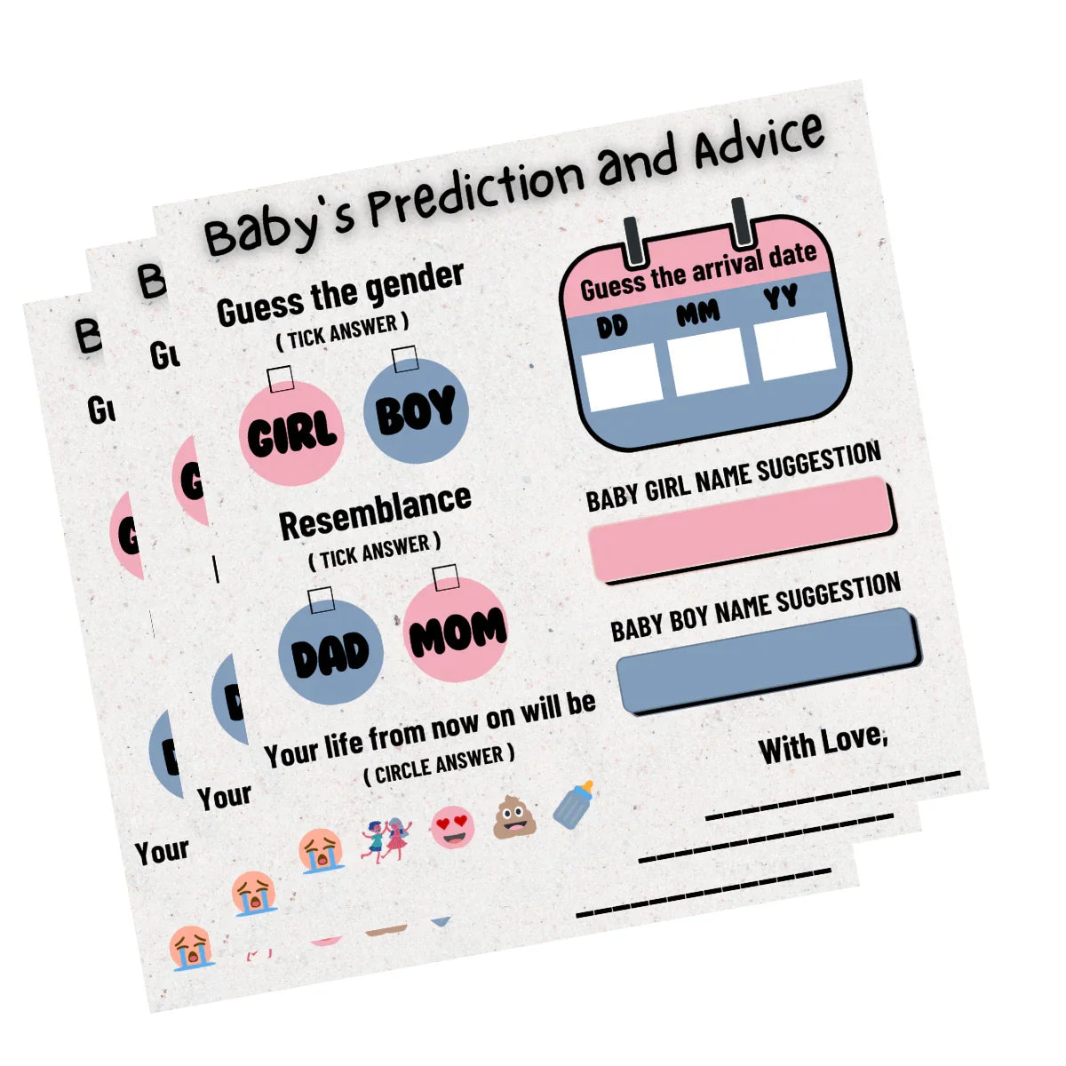 Baby Prediction, advice and Name Suggestion Cards - The Decor Cycle