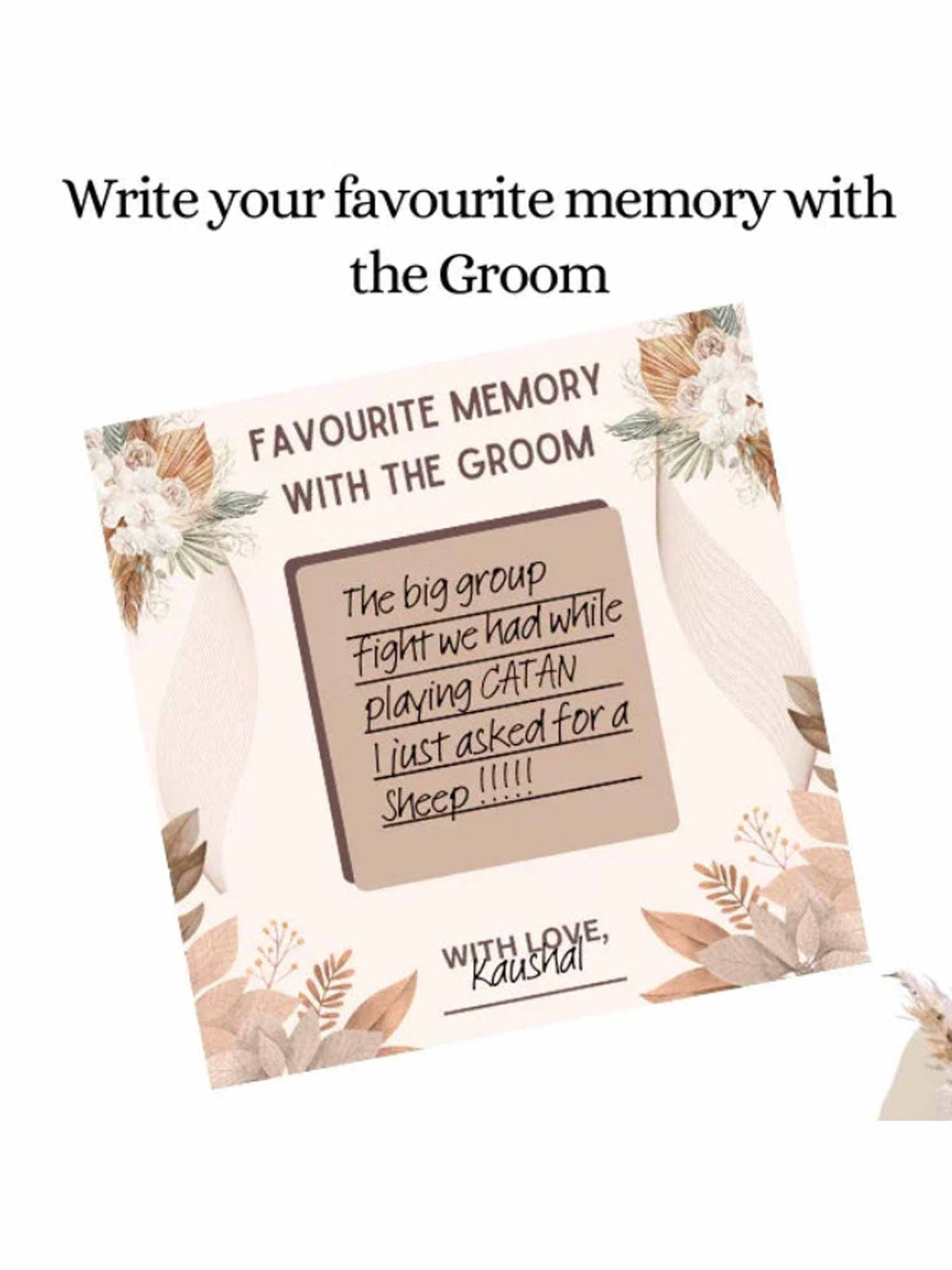 Favorite Memories with Groom, Boho Theme - The Decor Cycle