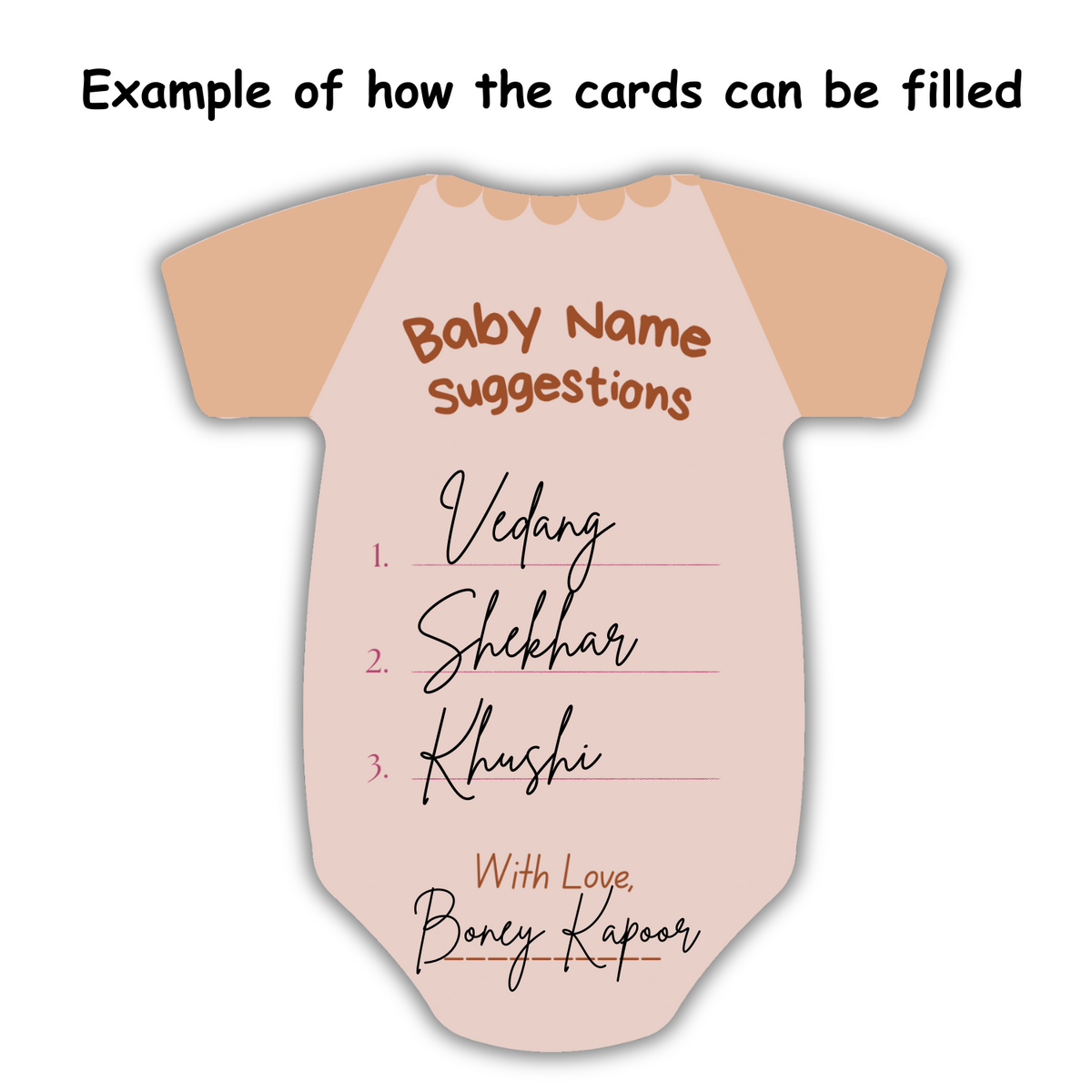 Baby Shower Cards (Romper Shape, Brown) - The Decor Cycle
