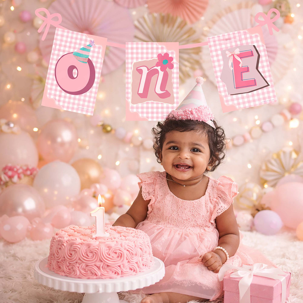 Luxury ONE Year Banner (Pink)