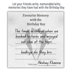 Favorite Memory with the Birthday Boy Cards