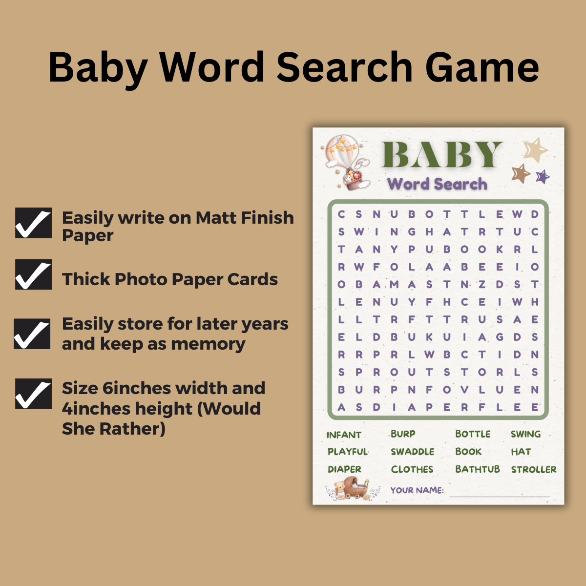 Baby Word Search- Boho