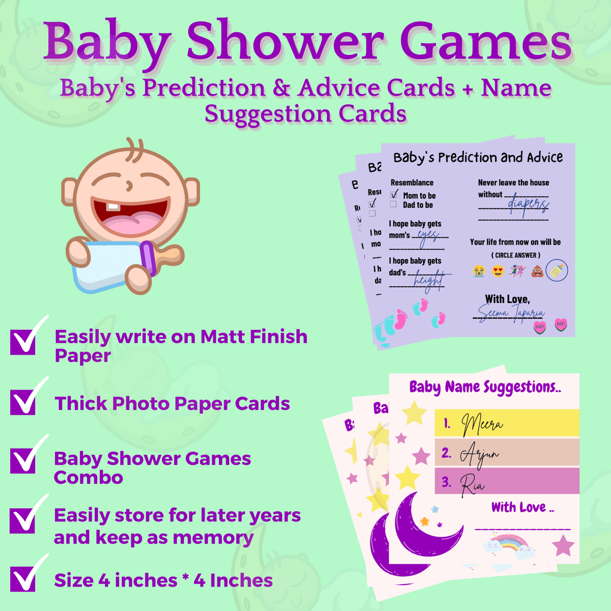 Baby Name Suggestion and Baby Prediction and Advice Cards - The Decor Cycle