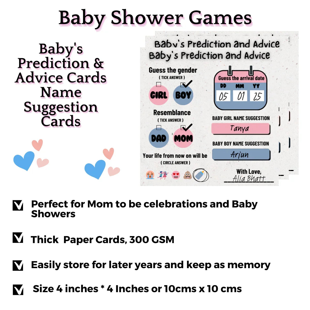 Baby Prediction, advice and Name Suggestion Cards - The Decor Cycle