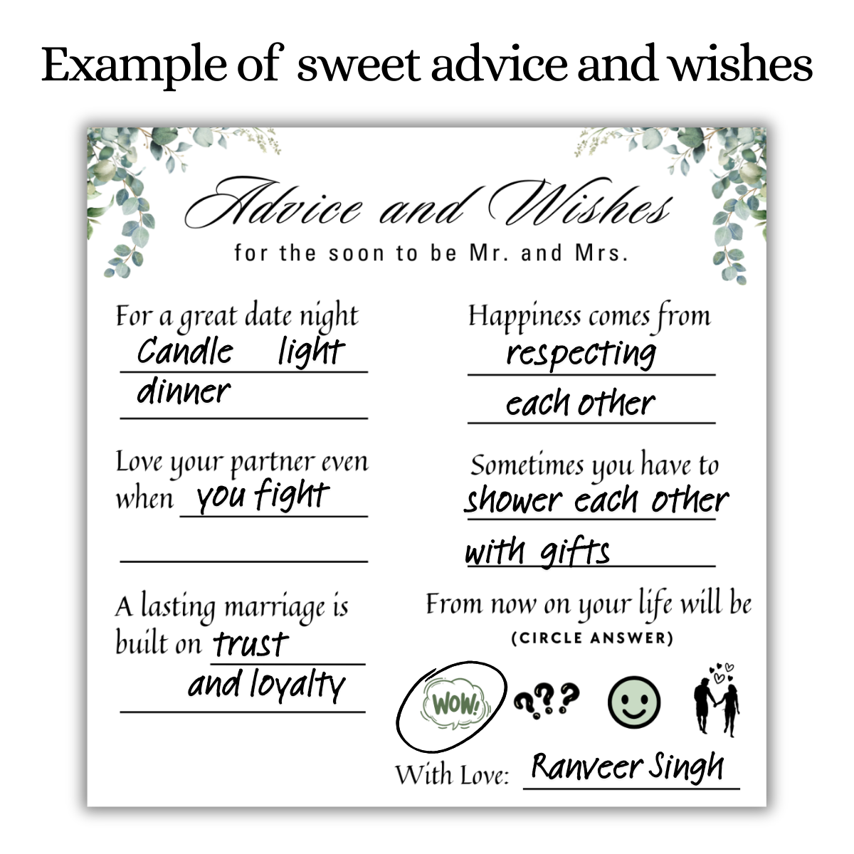 Advice and wishes for the couple to make your Wedding - The Decor Cycle