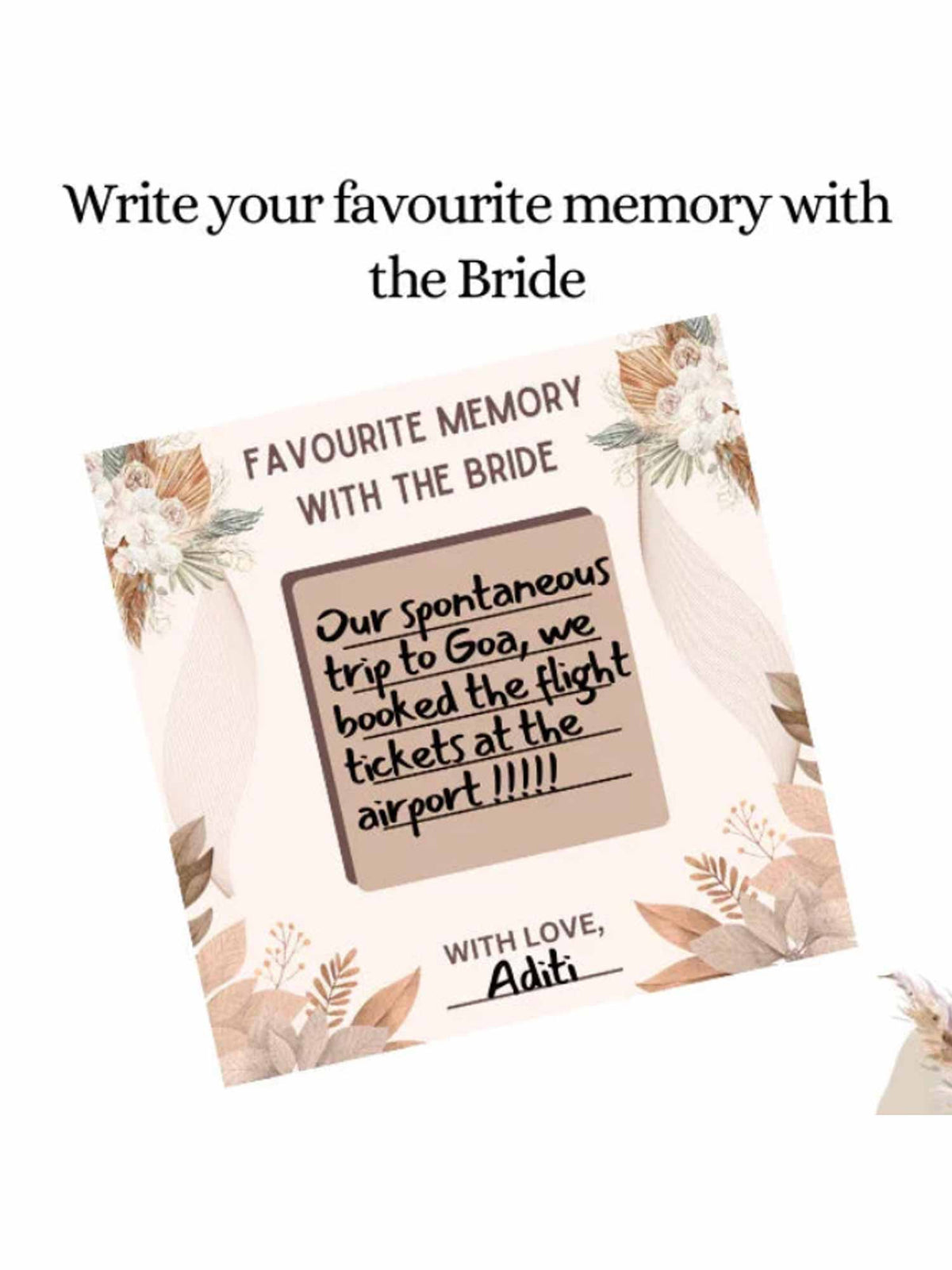 Favorite Memories with Bride, Boho Theme - The Decor Cycle