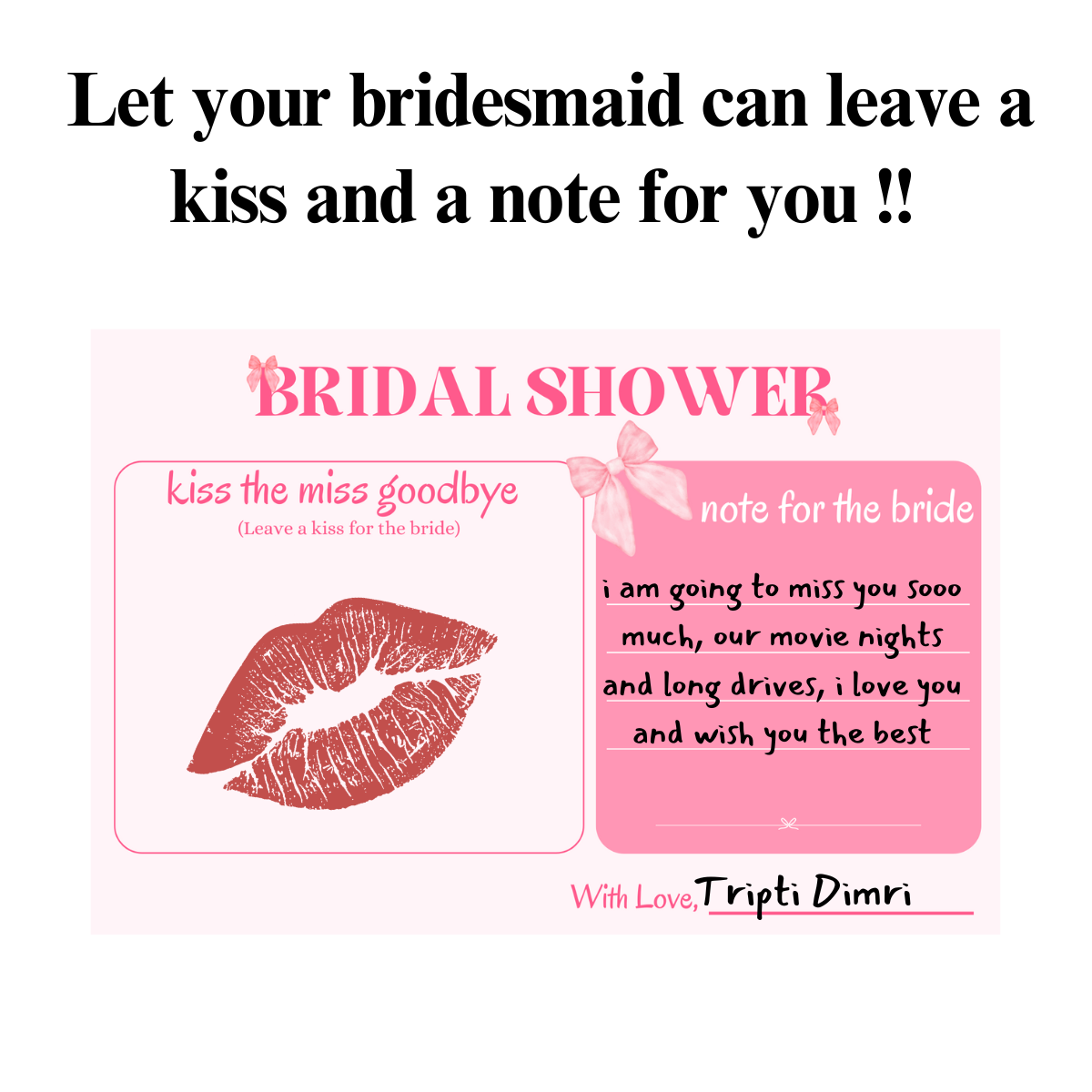 Kiss the Miss Goodbye Cards (Bow Theme)
