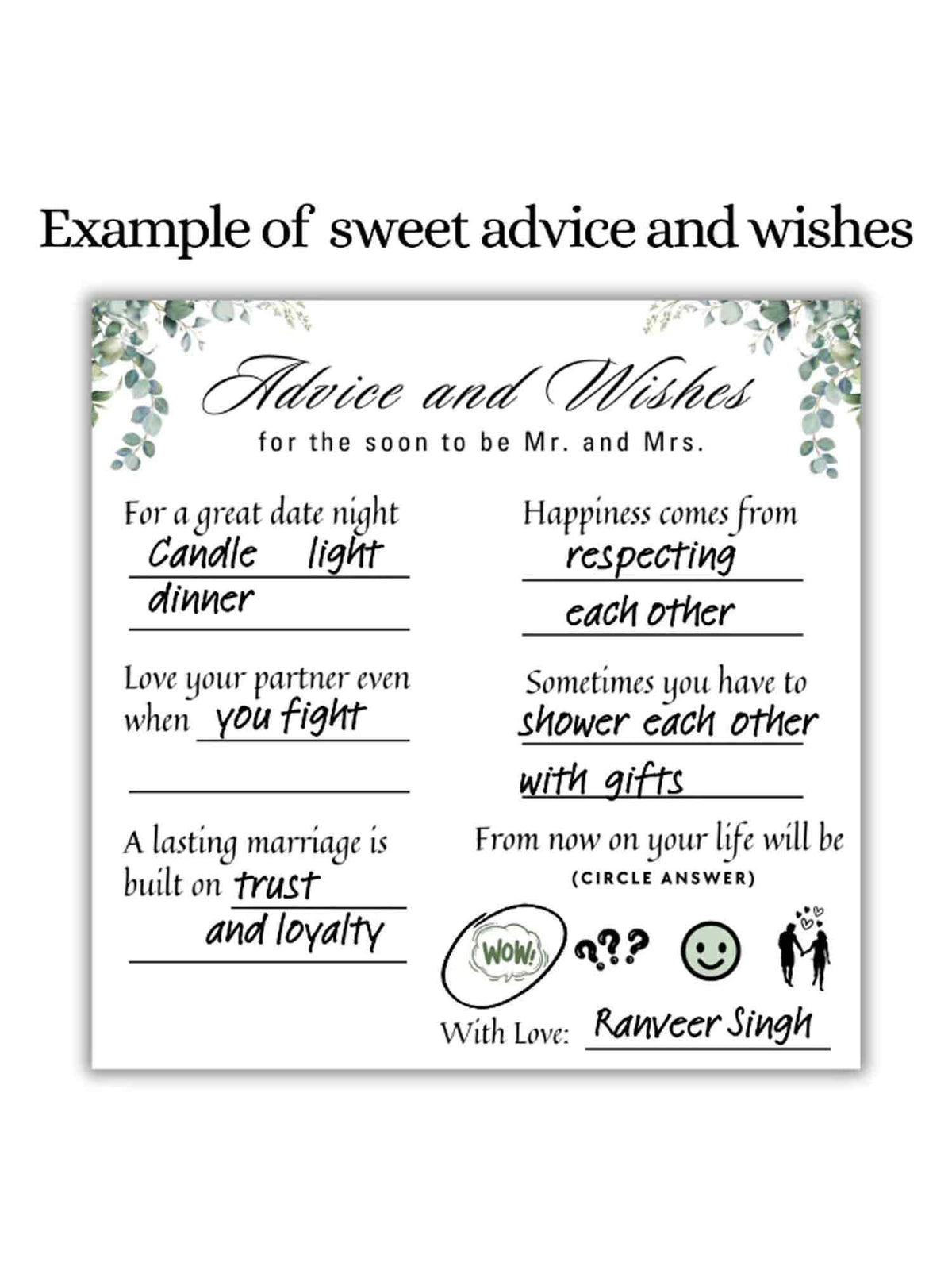 Advice and wishes for the couple to make your Wedding - The Decor Cycle