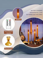 Flameless Gold Taper Candles with Remote & Timer – Battery LED Candles (Set of 6)