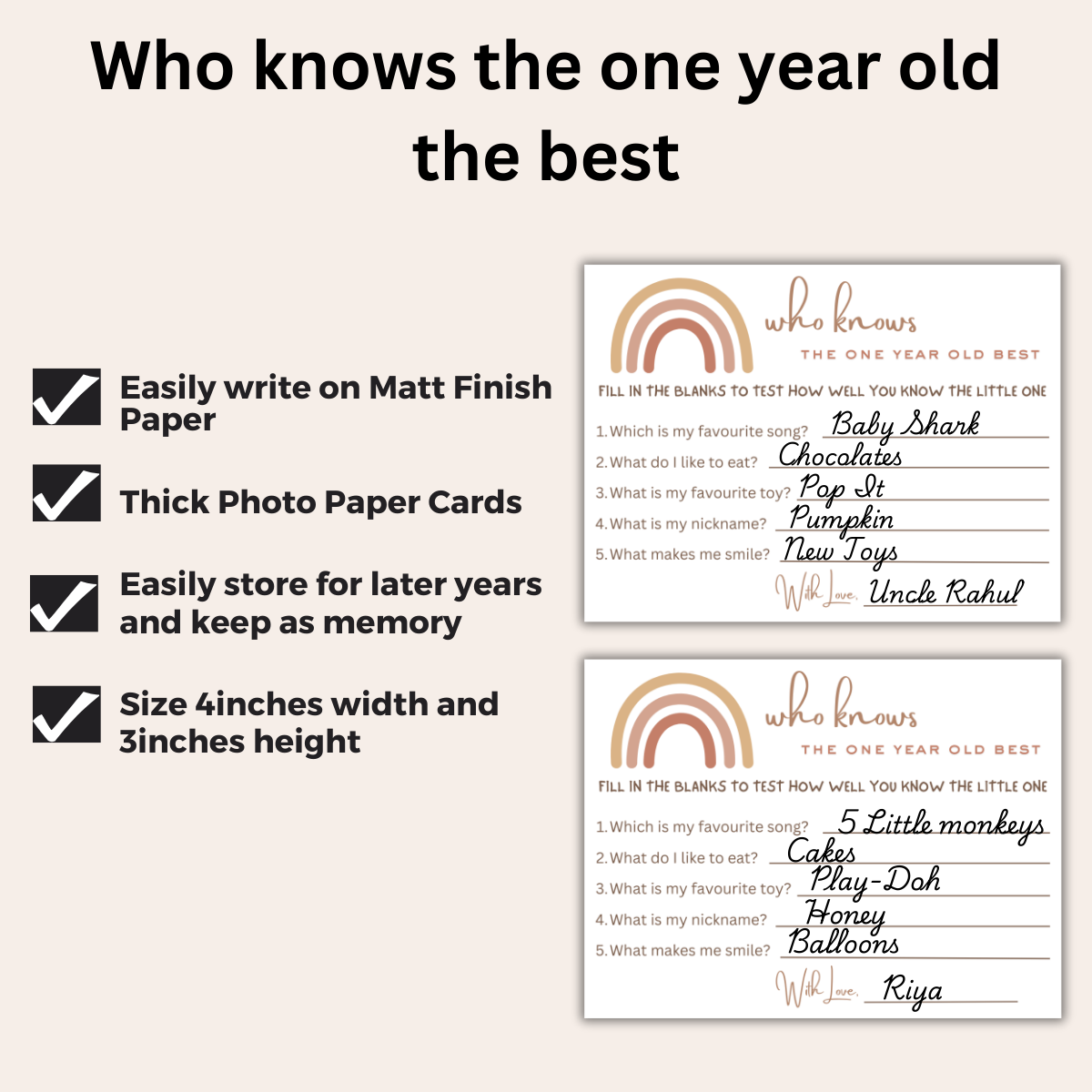 Who Knows the One Year old the Best?