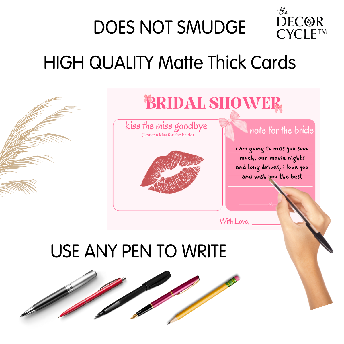 Kiss the Miss Goodbye Cards (Bow Theme) - The Decor Cycle