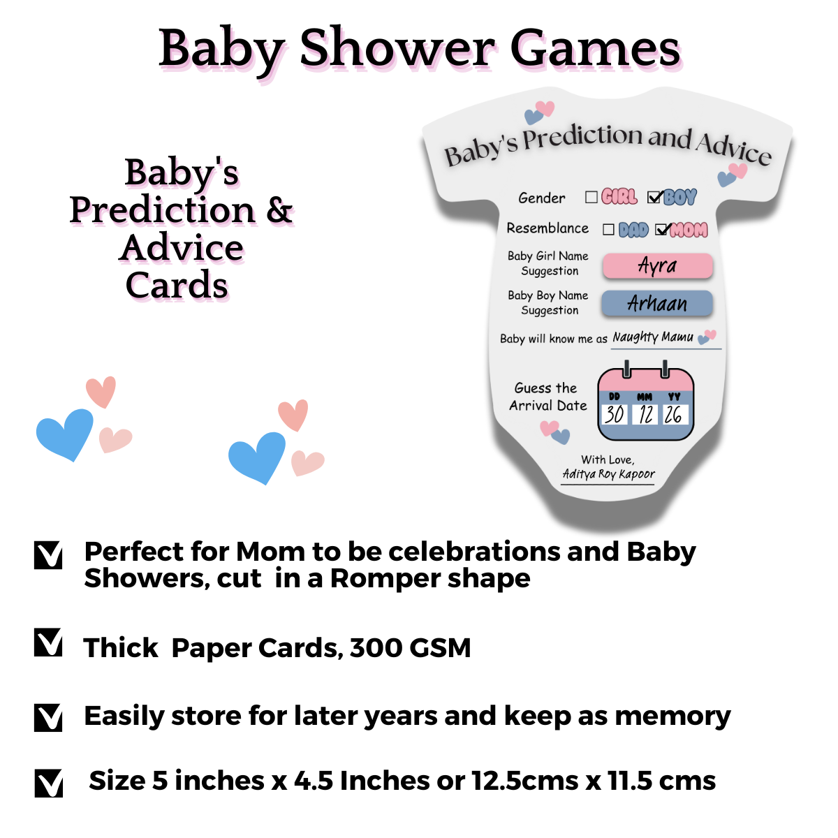 Baby Shower Cards (Romper Shape)