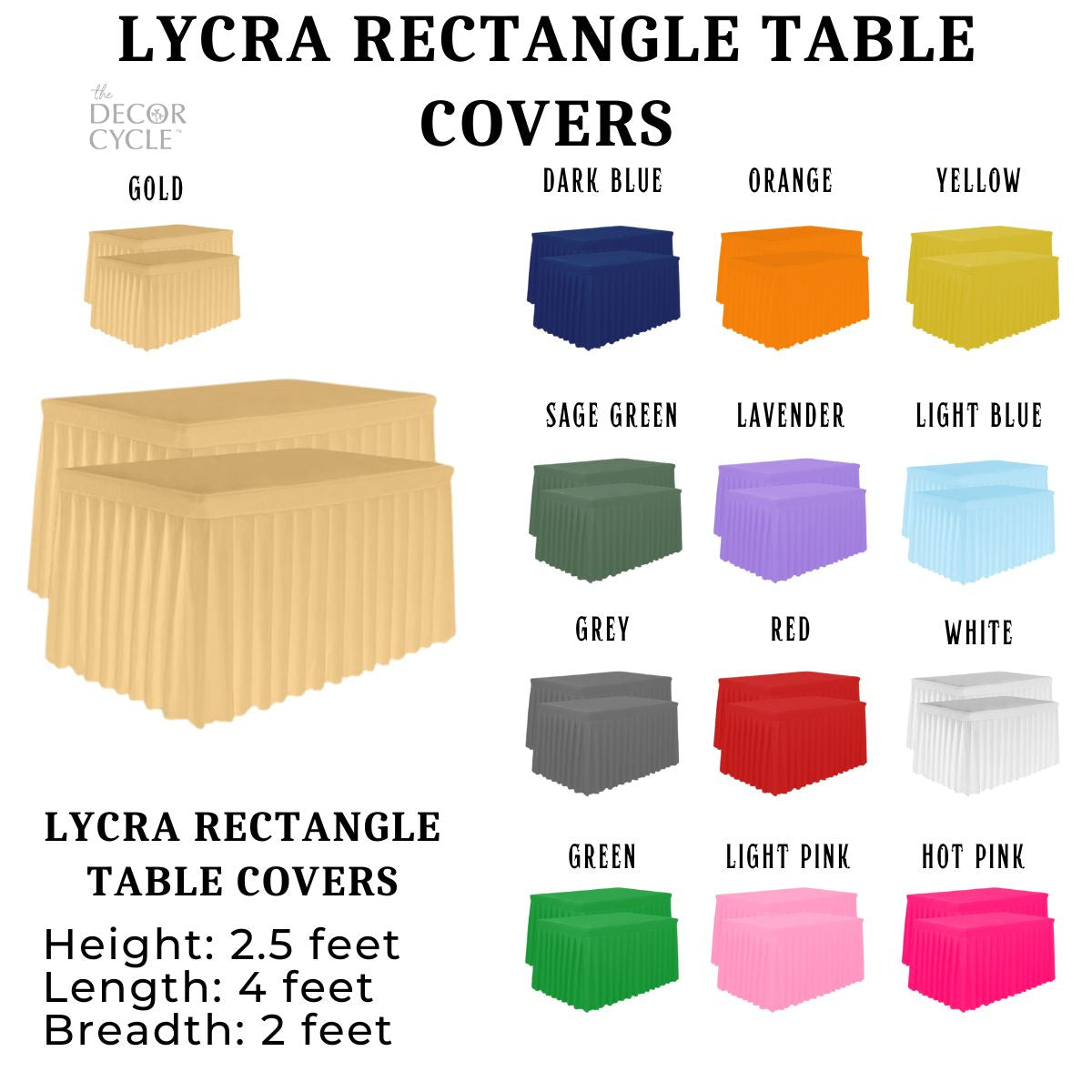 Lycra Rectangle Table Covers - The Decor Cycle