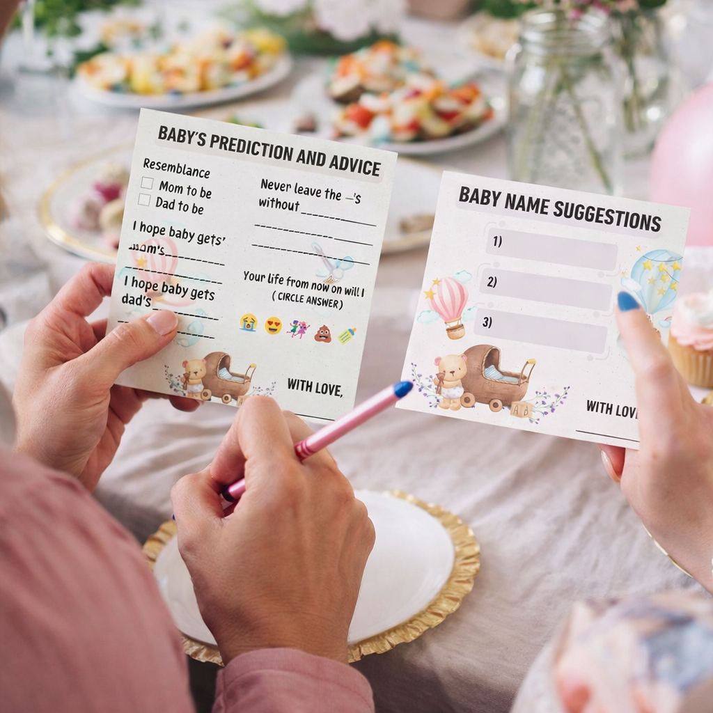 Baby Name Suggestion and Baby Advice And Prediction Cards, Teddy Bear Para Theme