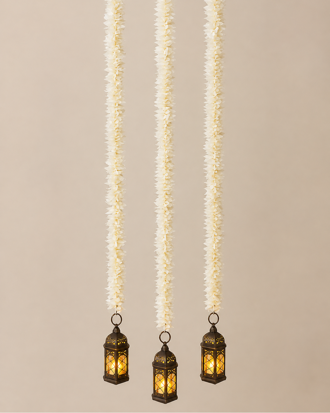 White Tassels with black lanterns