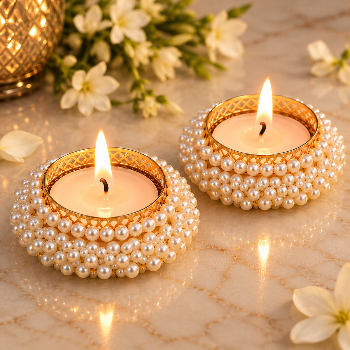 Pearl Diyas (set of 6)