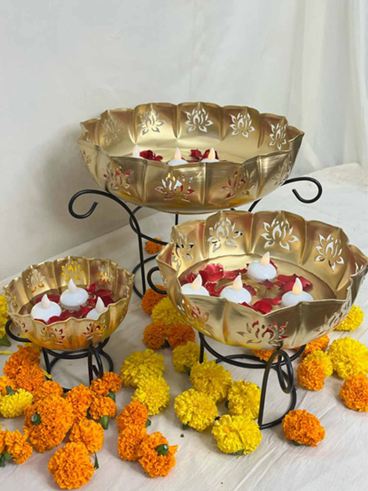 Trio of Traditional Urli - The Decor Cycle