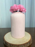 Ceramic Ribbed Vase Bottle Pink (Small) - The Decor Cycle