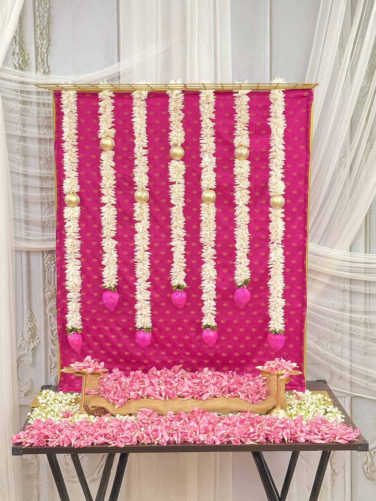 Pink Brocade Cloth With Lotus Tassels