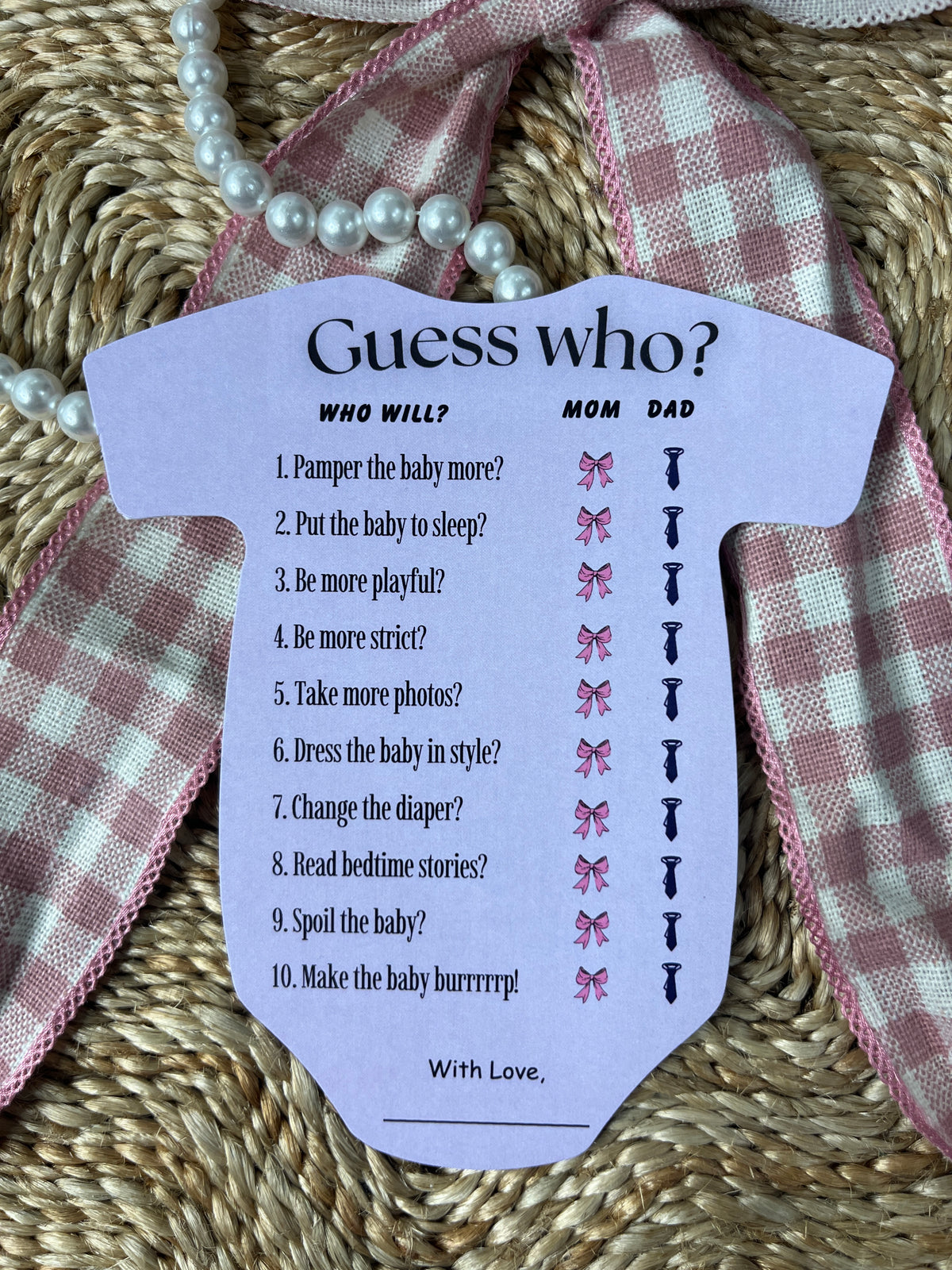 Guess Who Cards (Romper Shape)