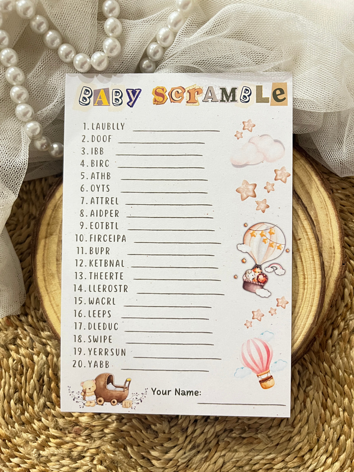 Baby Words Scramble - Boho Theme