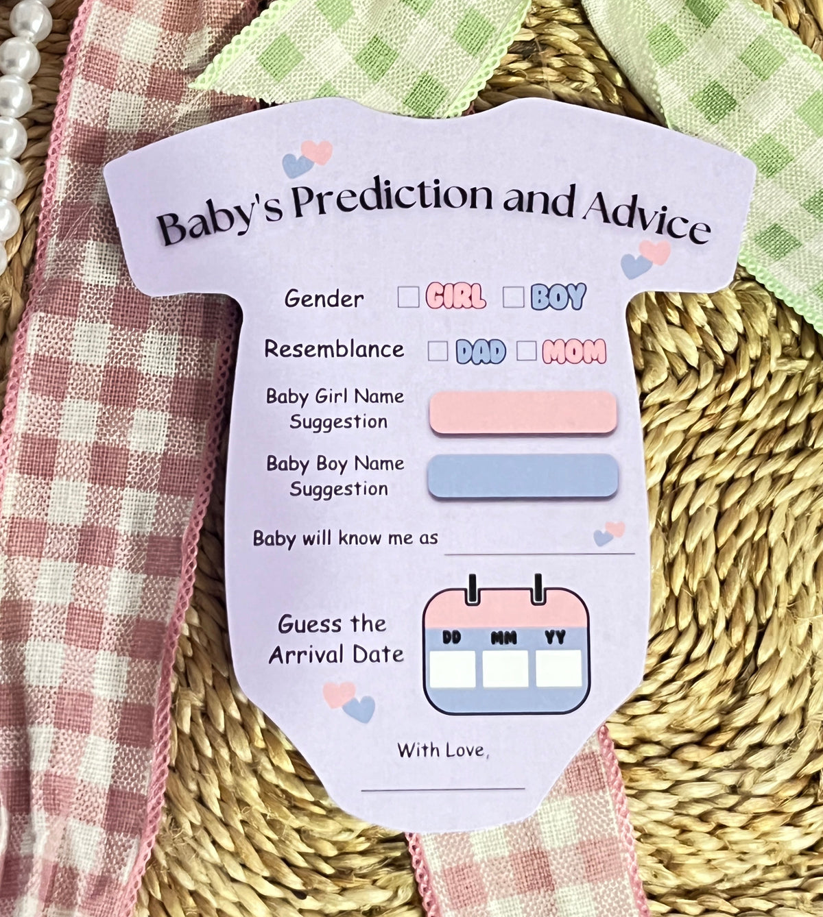 Baby Shower Cards (Romper Shape, Purple)