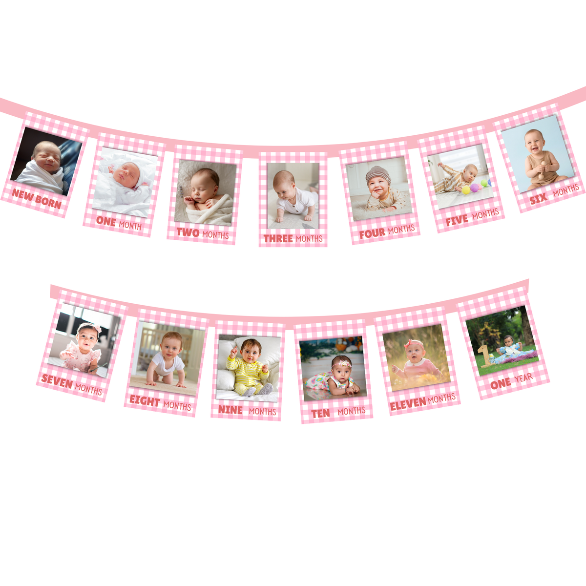 Baby First Birthday Photo Banner – Monthly Milestone Garland (0–12 Months)