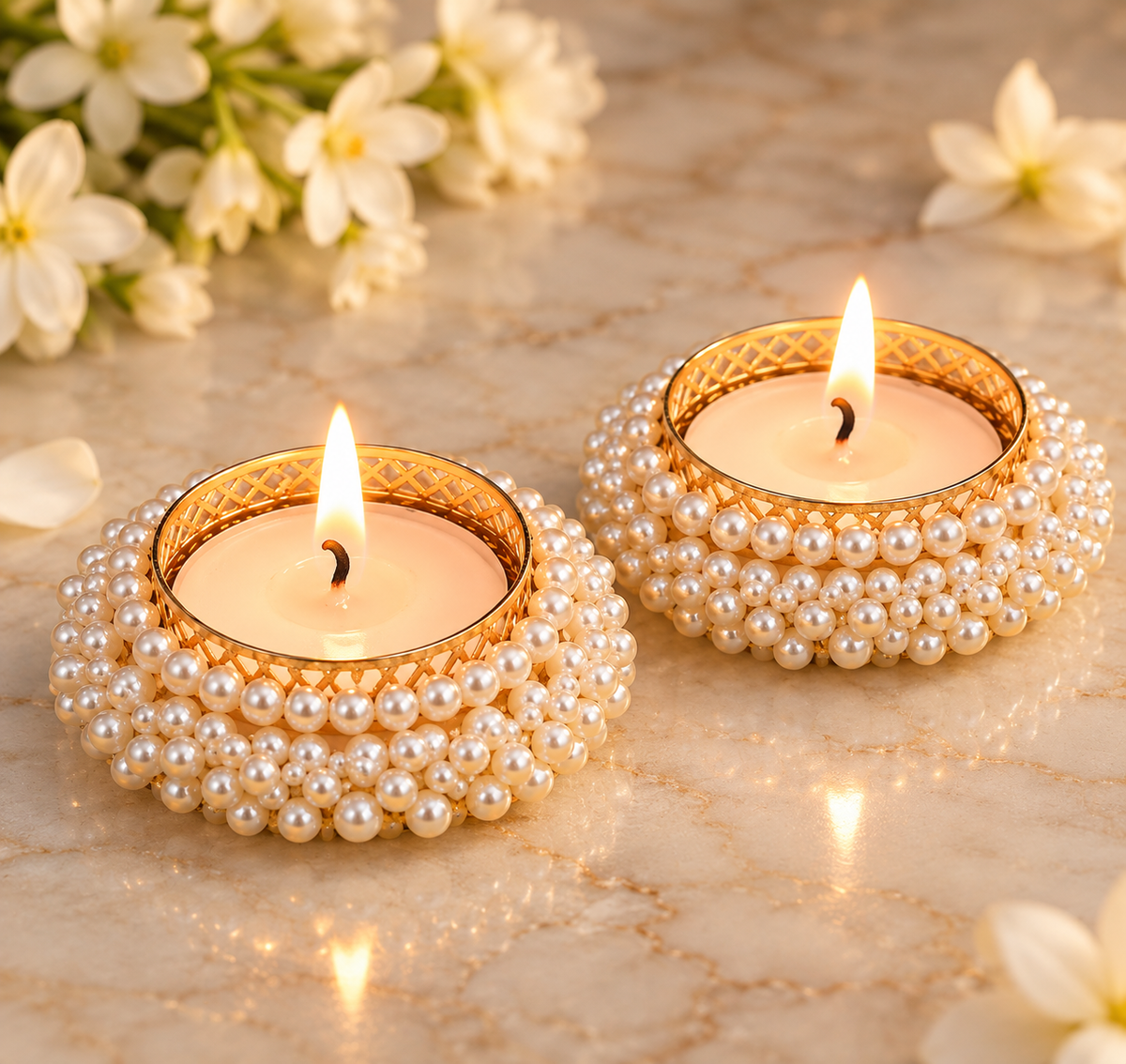 Pearl Diyas (set of 6)