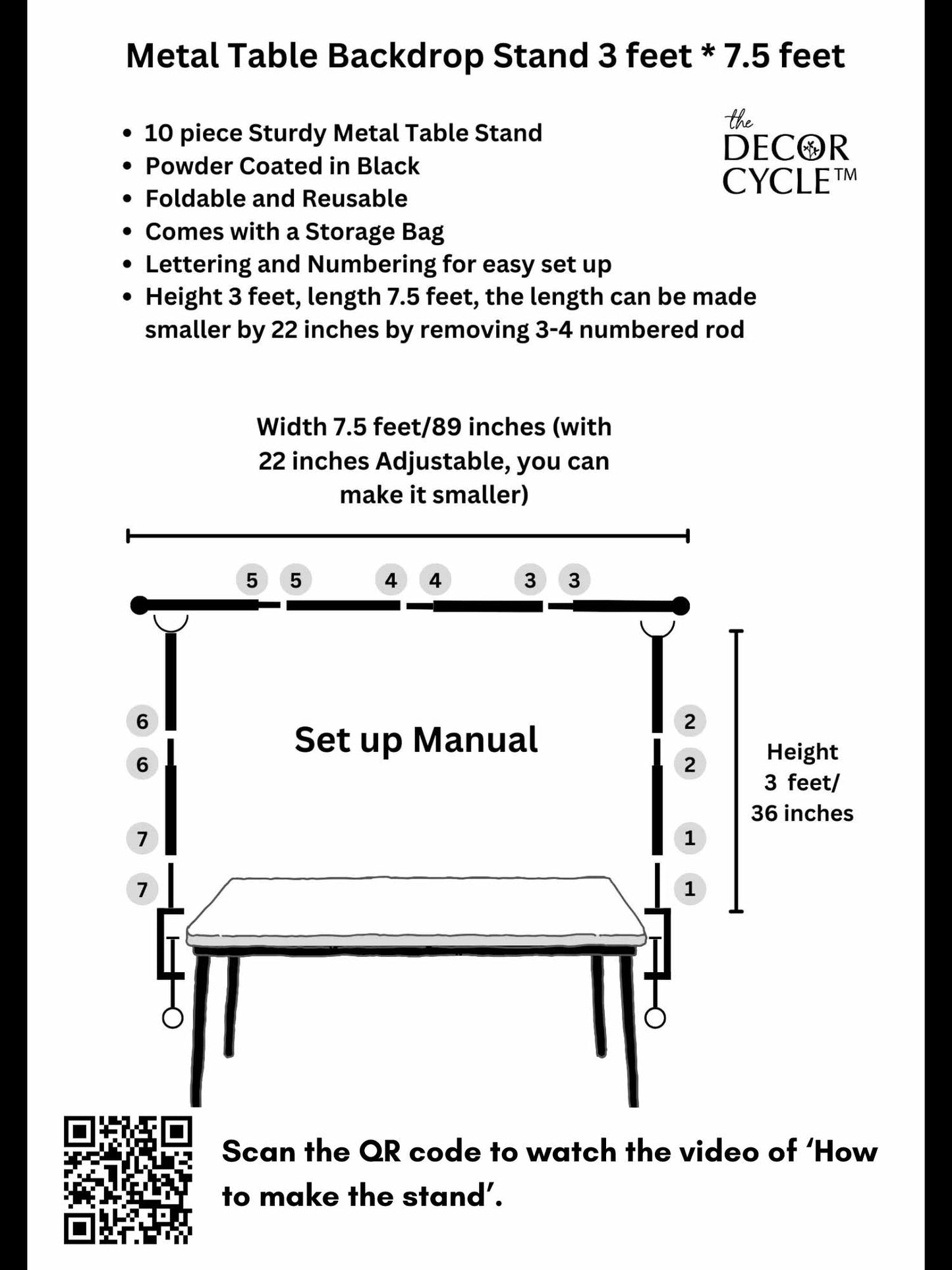 Table Stand (Black) - The Decor Cycle