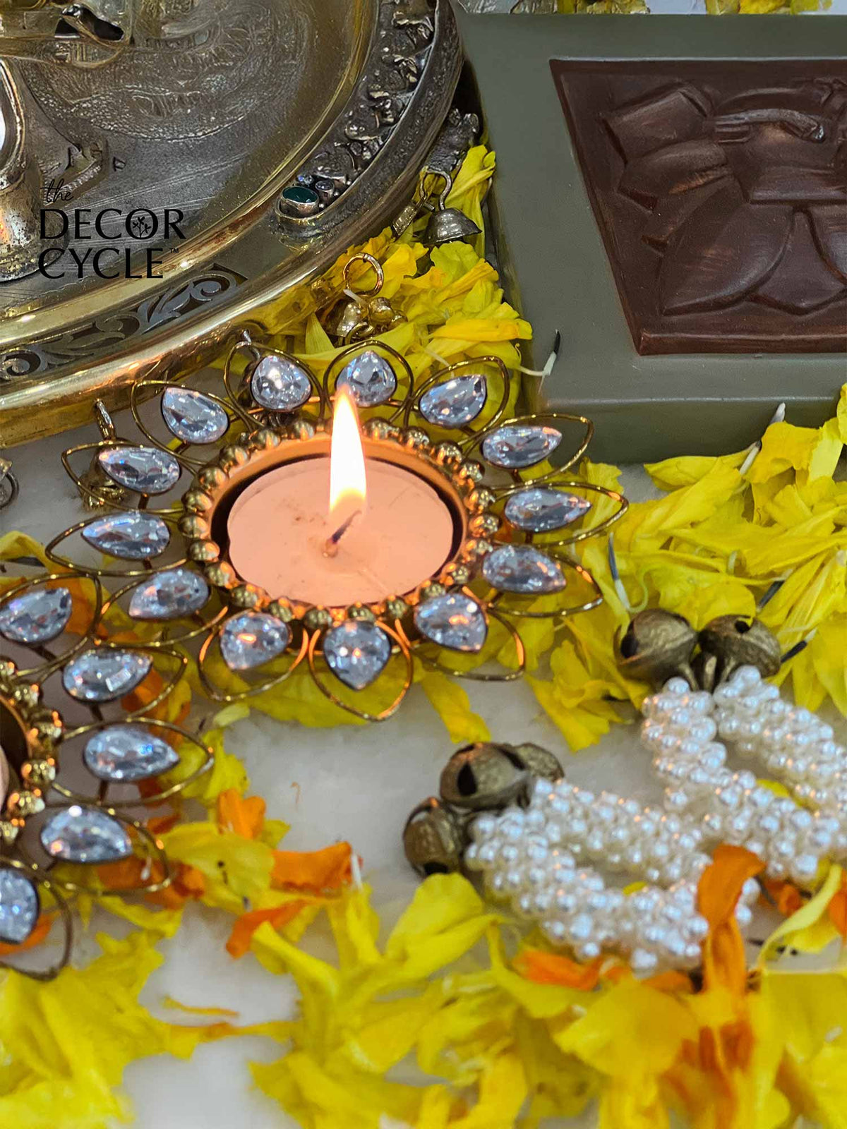 Dhun Ring & Crystal Diyas Combo (set of 2 each) - The Decor Cycle
