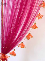 Pink Drape with Orange Tissue Tassels Set - The Decor Cycle