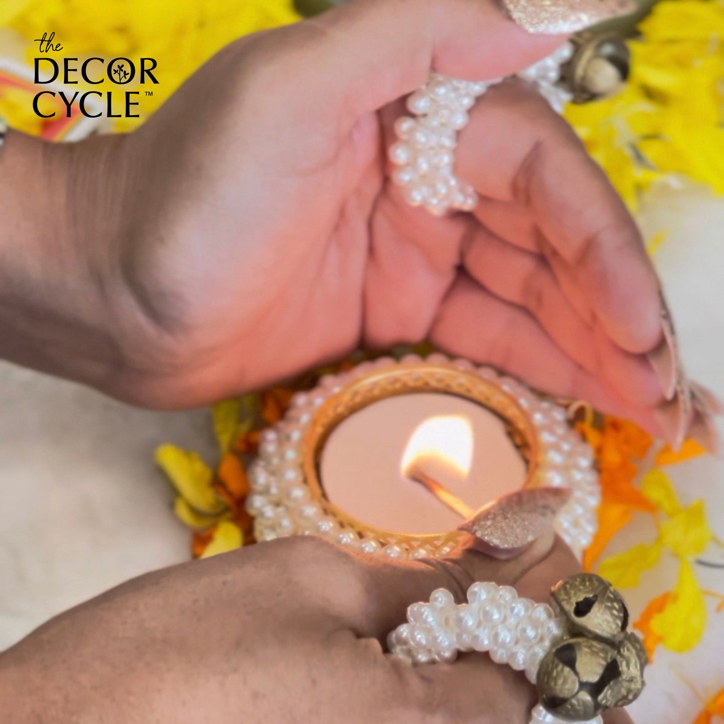 Dhun Ring & Pearl Diya Combo (set of 2 each) - The Decor Cycle