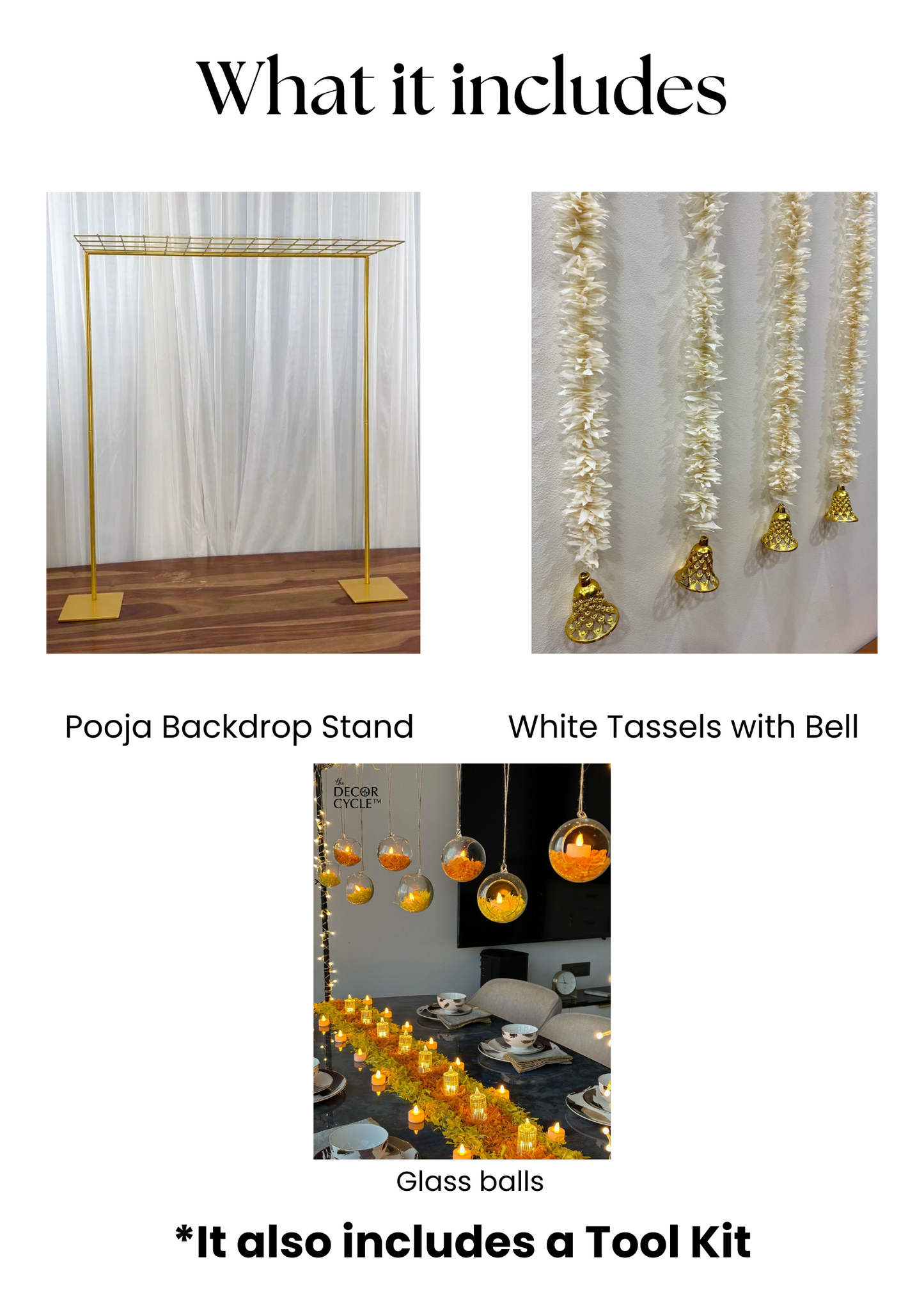 White Tassels with Glass Balls Decor Set - The Decor Cycle