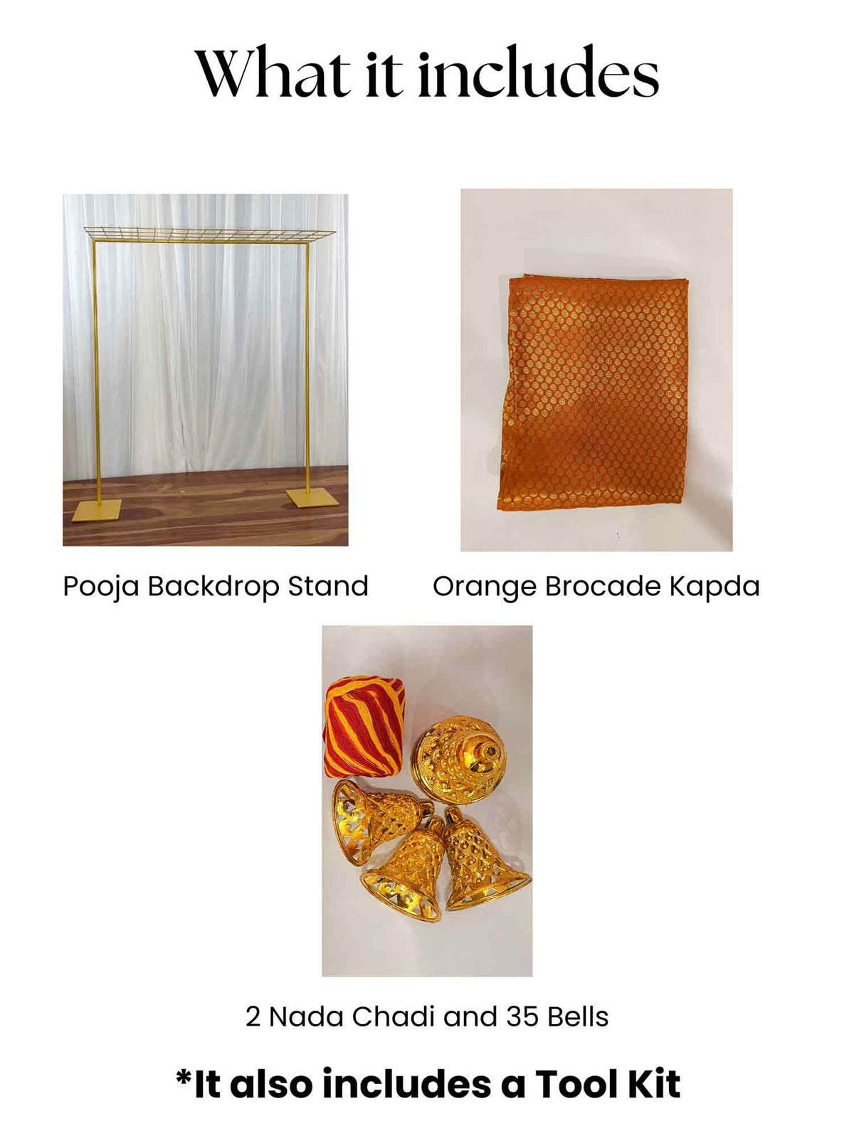 Orange Brocade Cloth With Bells Decor Kit