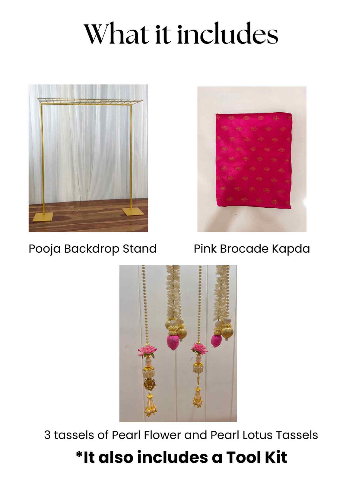 Pink Brocade Cloth With Pearl Tassels